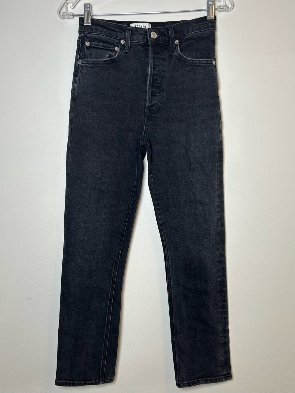 AGOLDE Riley bottom fly Black Straight-Leg Jeans women’s 25 high rise premium
